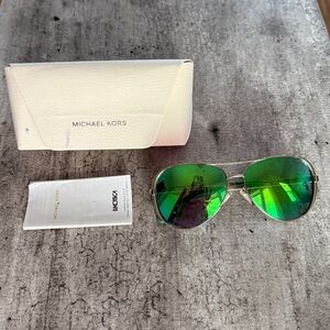 MICHAEL KORS Chelsea MK5004 Gold Green Mirror Aviator Sunglasses OG 2015 Release